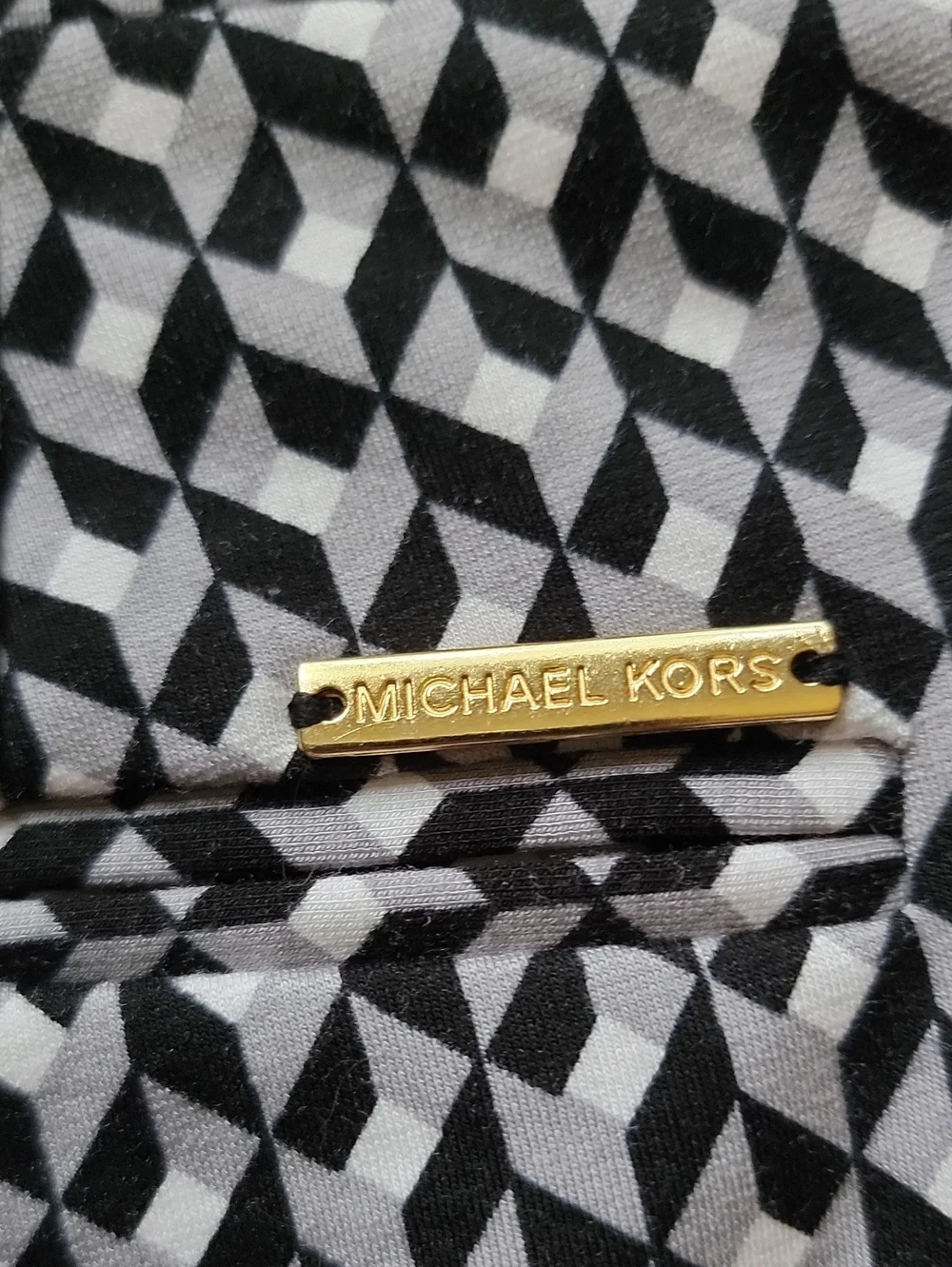 Michael Kors Black and White Geometric Pants with Gold Accent
